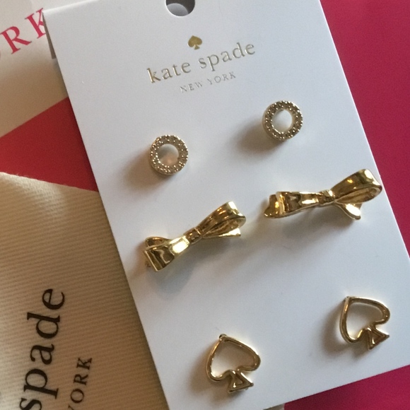 NWT! KATE SPADE 3 Piece 12 kt Gold Stud Essentials - Picture 6 of 7
